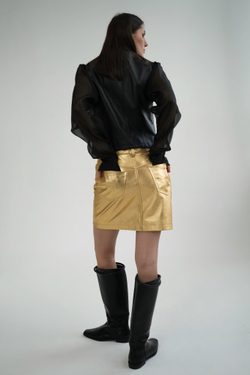 Юбка кожаная золотая