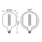 Лампа Gauss LED Filament DL180 8W Е27 300lm 2400К  gray flexible 164802008