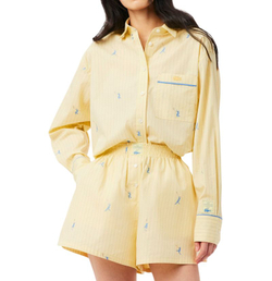 Женское теннисное поло Lacoste Oversized with Jacquard Motifs - yellow/turquin blue