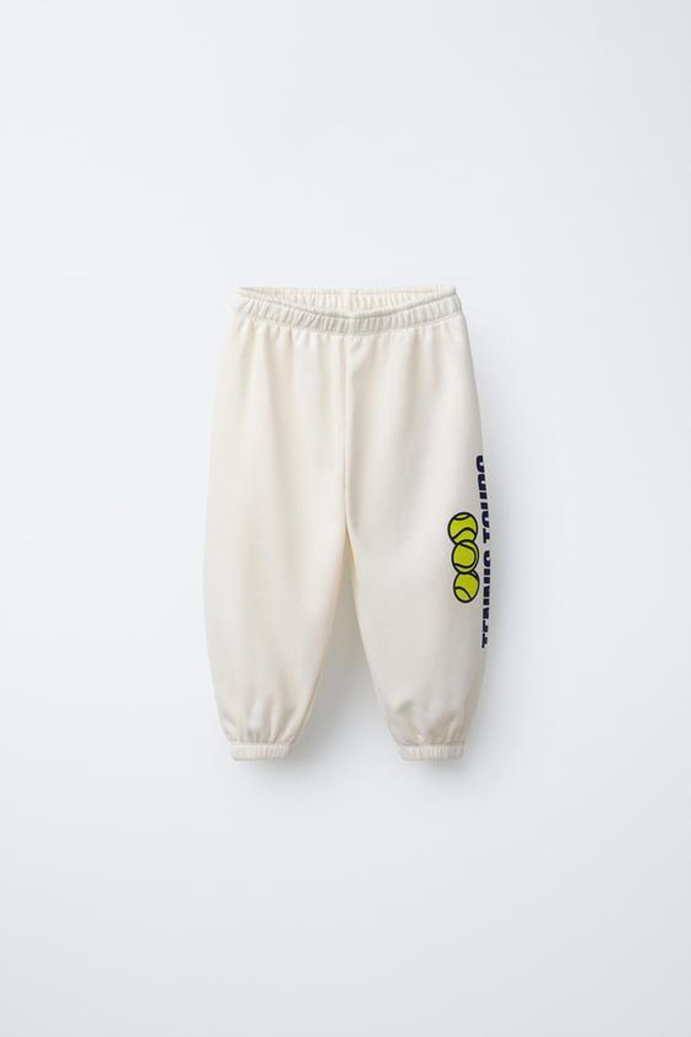 ZARA ДЖОГГЕРЫ С ПРИНТОМ, ЖЕЛТОВАТО-БЕЛЫЙ