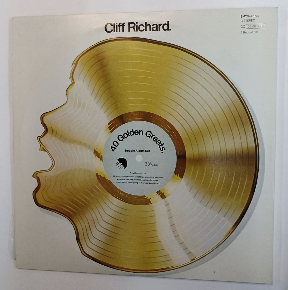 Винтажная виниловая пластинка Cliff Richard 40 Golden Greats (UK 1977)