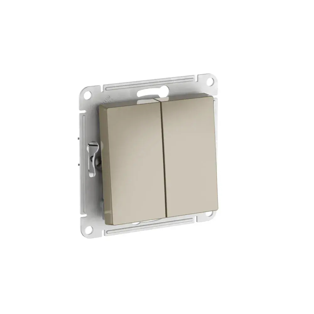 ATLASDESIGN 2-клавишный ПЕРЕКЛЮЧАТЕЛЬ, сх.6+6, 10АХ, мех., быстрозажим. клем., ШАМПАНЬ