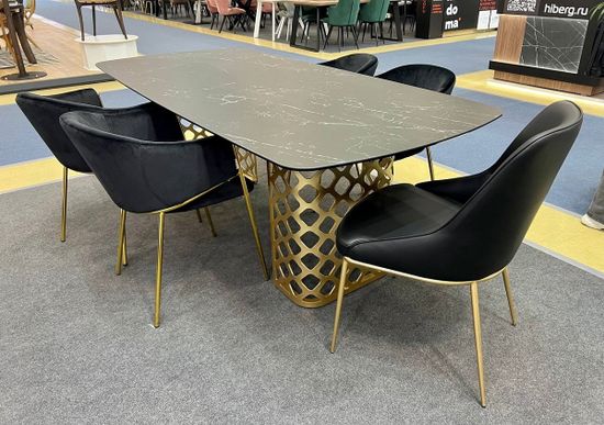 Стол CHIAVARI 220 KL-116 Черный мрамор матовый, итальянская керамика / бронзовый