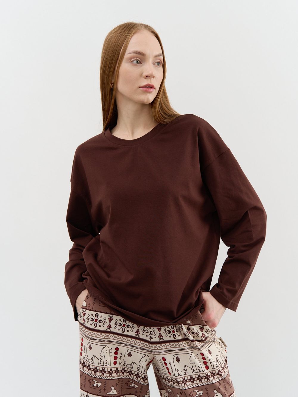 Лонгслив оверсайз "Каштан" женский