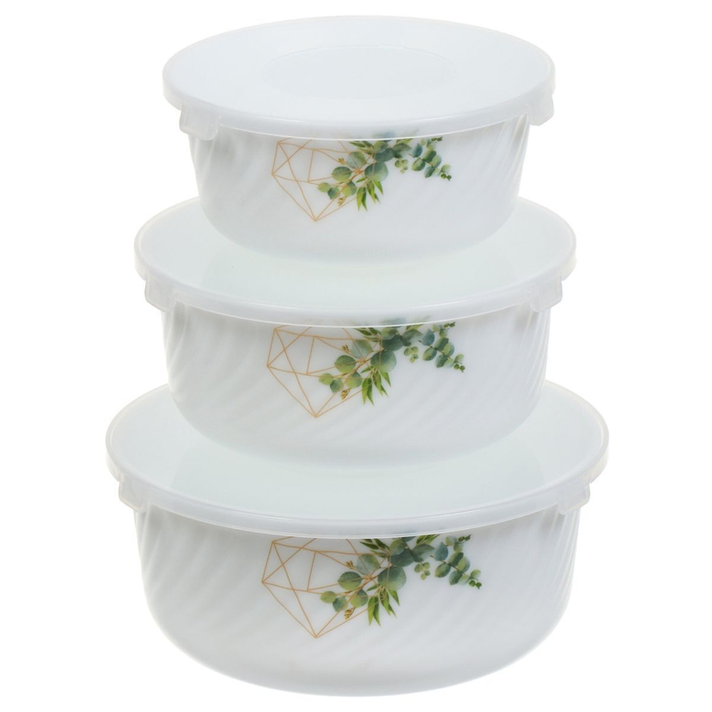 Салатник стеклокерам, кругл, 3 шт, 19,16,14 см, с крыш, Оазис, Daniks, BY14HDW-3-T36