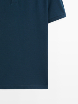 Massimo Dutti Поло из рельефного хлопка, индиго