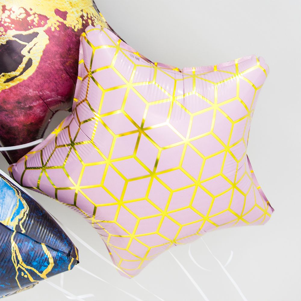 Шар (19''/48 см) Звезда, Геометрия, Розовый