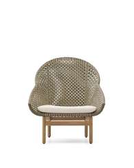 Кресло Olbia с высокой спинкой из искусственного ротанга и массива тика