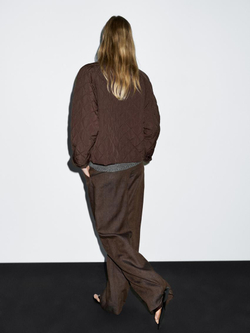 Massimo Dutti Короткая легкая куртка с вельветовой деталью, бордо