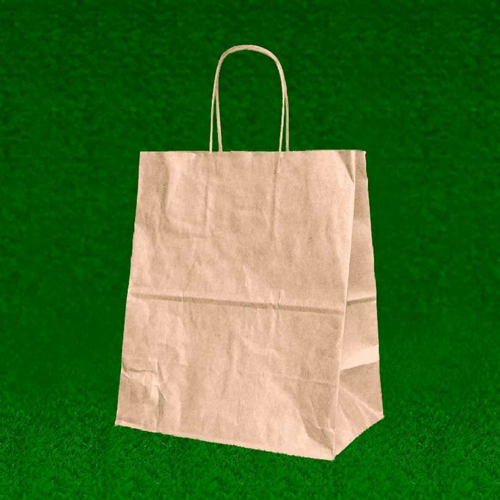 Пакет подар. бумажн. 28*24*14 см, 90 гр/м2 крафт без рисунка, крученые ручки