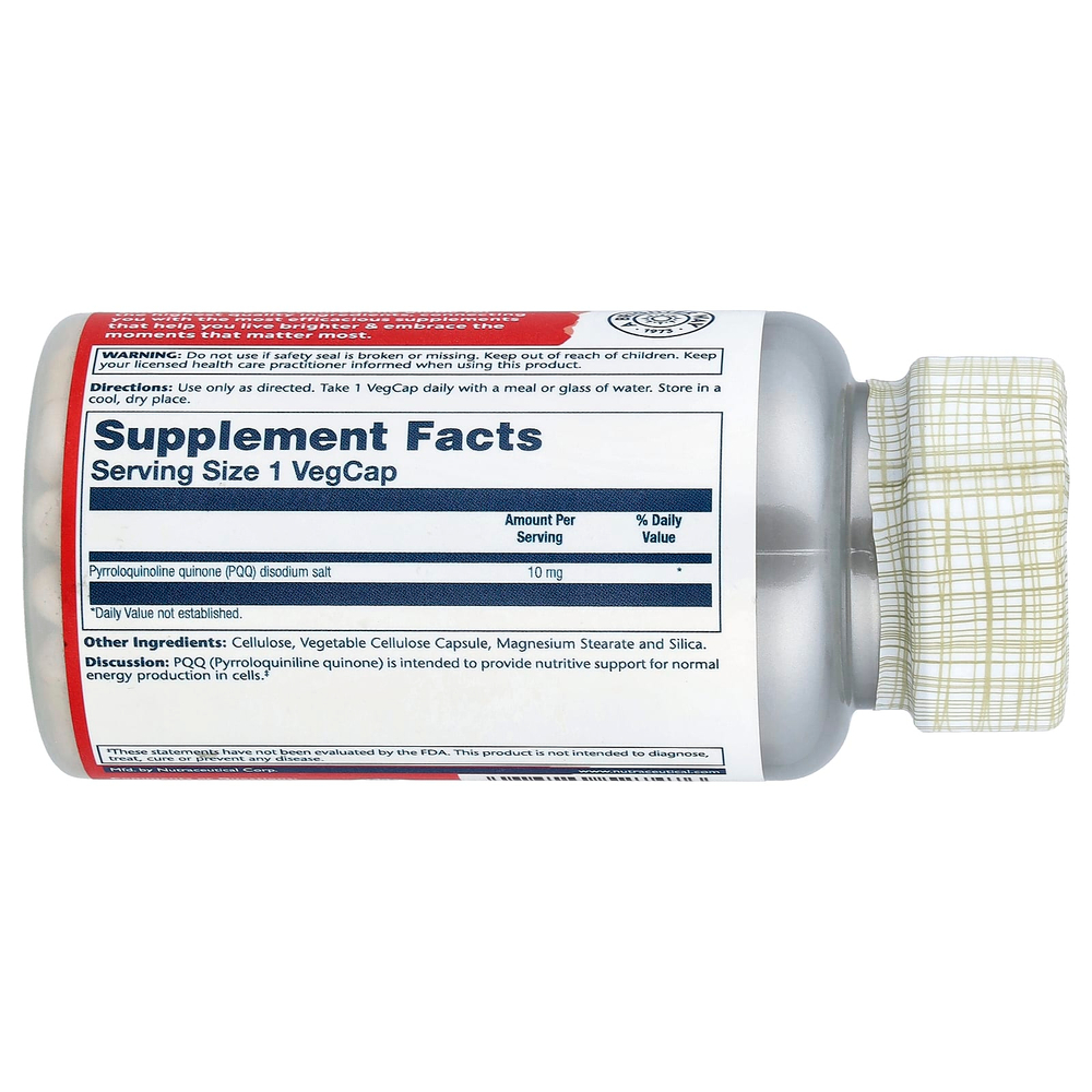 Solaray, PQQ, пирролохинолин, 10 мг, 30 растительных капсул