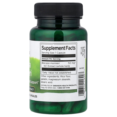 Swanson, Бакопа Монье, 50 мг, 90 капсул
