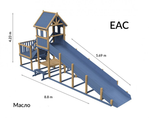Зимняя деревянная заливная горка Теремок 2 (скат 5.69 м)