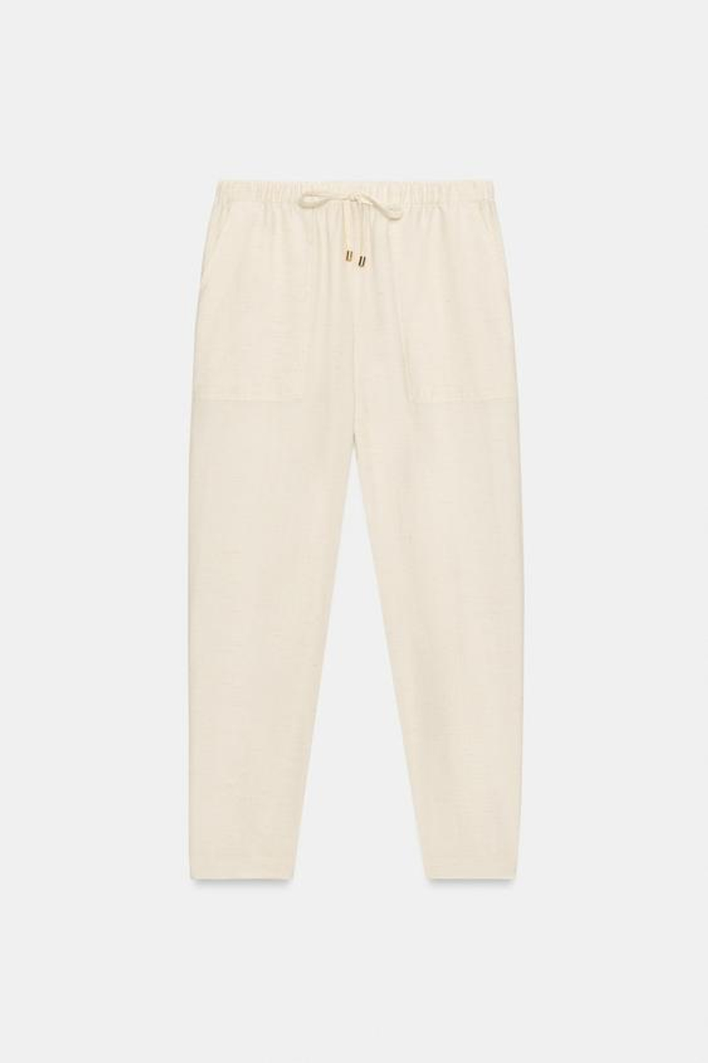 ZARA БРЮКИ С ЭЛАСТИЧНЫМ ПОЯСОМ, СВЕТЛО-БЕЖЕВЫЙ