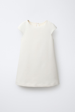 ZARA ПЛАТЬЕ СО СЪЕМНЫМИ ПЕРЬЯМИ, ЭКРЮ