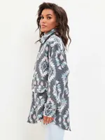 Рубашка Kefirmaykifer оверсайз Этно розово-голубая