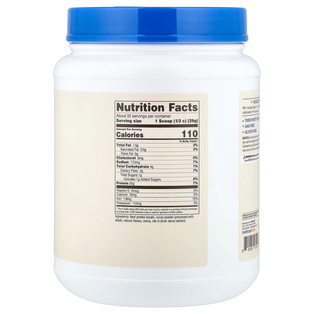 Nutricost, изолят говяжьего протеина, со вкусом шоколада, 907 г (2 фунта)