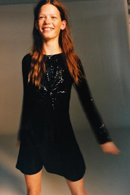 ZARA ПЛАТЬЕ С УЗЛОМ И БЛЕСКОМ, ЧЕРНЫЙ