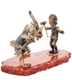 Народные промыслы AM-2004 Фигурка «Лягушка Хочу замуж» (латунь, янтарь)