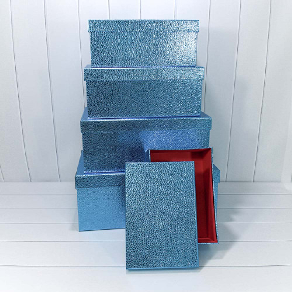 Коробка 53х35х22 см Набор 5 шт "Кожа крокодила" (Синий)