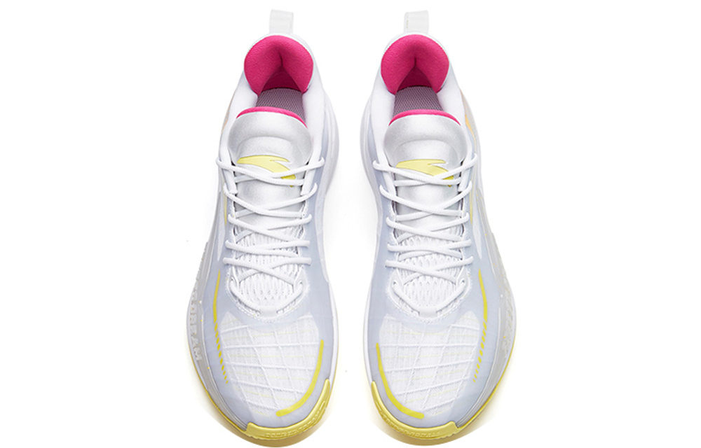 Anta Anta frivolous 3 nitrogen technology shock absorption non-slip wear-resistant low-top basketball shoes white yellow red