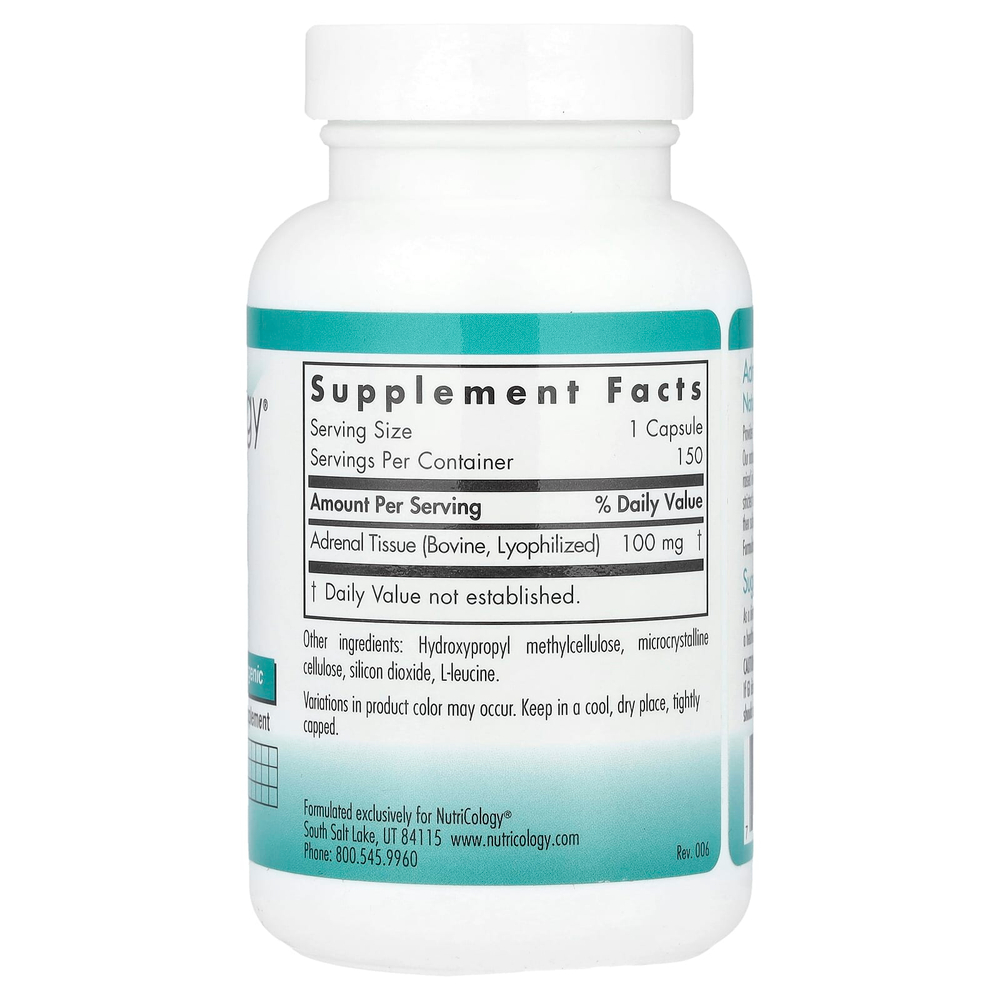 Nutricology, натуральная вытяжка из надпочечной железы, 150 растительных капсул