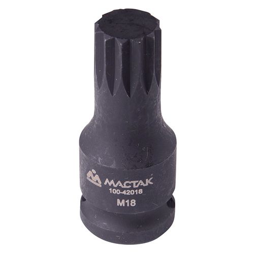 МАСТАК (100-42018) Торцевая насадка 1/2", SPLINE, M18 для болта задней ступицы VAG