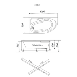 Акриловая ванна Triton (Тритон) София 170x95 L