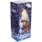 Дед Мороз музыкальный 50 см в рубиновой шубе с посохом и мешком