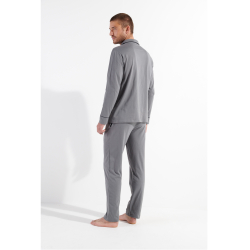 Мужская пижама серая с окантовкой HOM ALBERT Long Sleepwear 402802_4000ZU