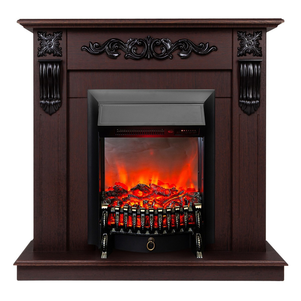 Электрокамин RealFlame Dominica DN орех с очагом Fobos Lux Black RC