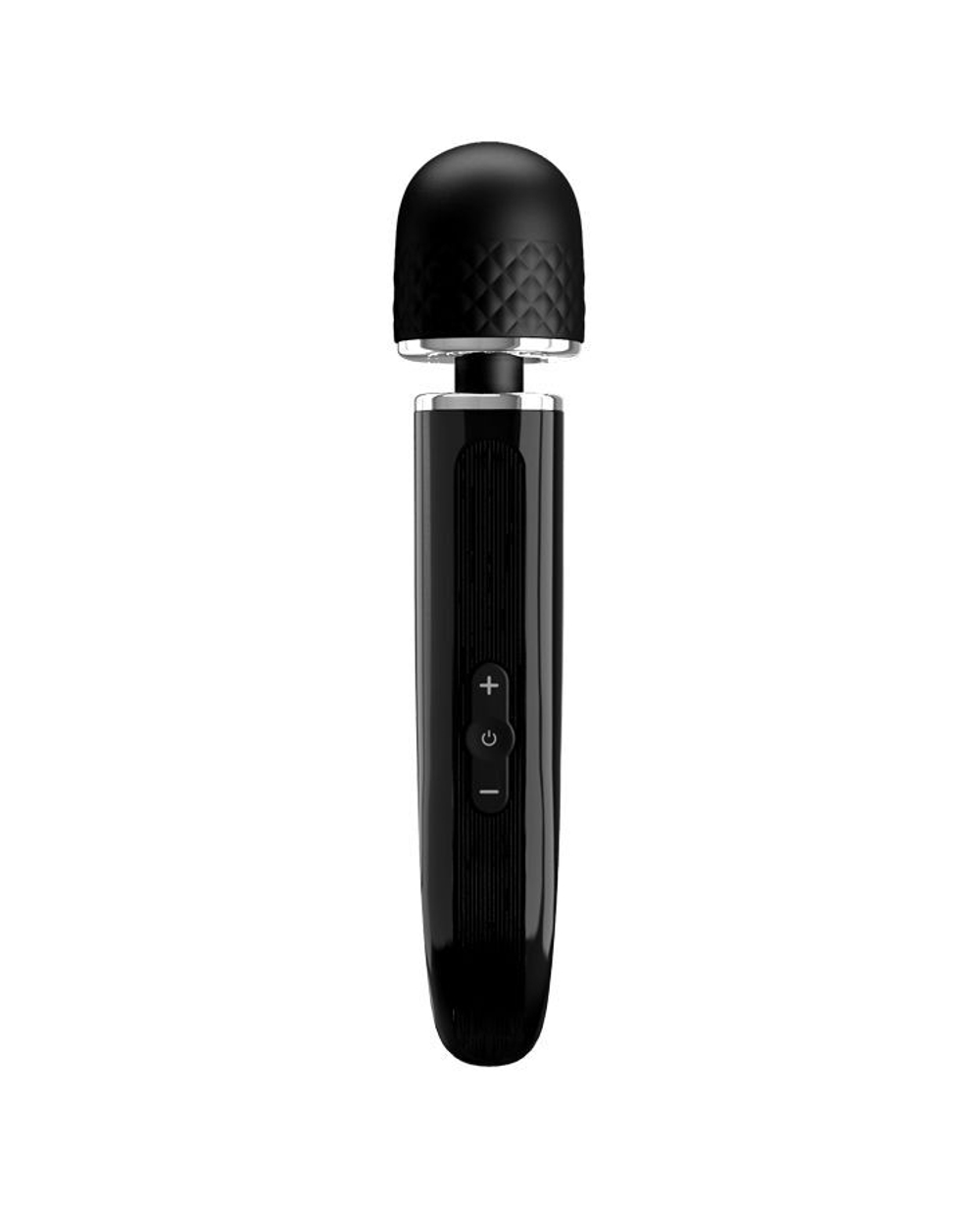Черный мощный жезловый вибратор с изогнутой ручкой Charming Massager - 24 см.
