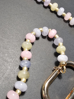 Обвес на сумку на двух карабинах, подвеска, авторская ручная работа с натуральными камнями "Берилловый"