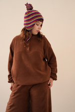 Флисовый свитшот с воротником-стойкой