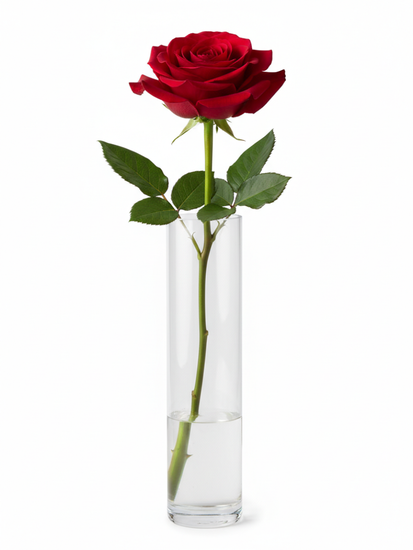 Ваза колба для цветов 6х20 см. стеклянная