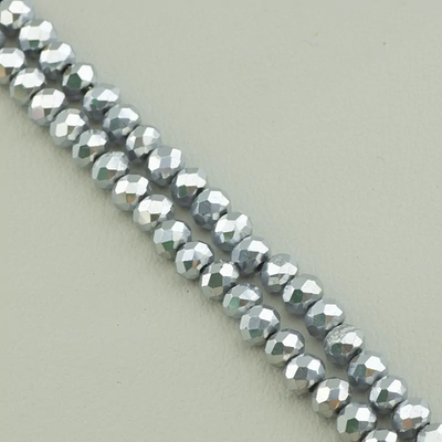 Нитка Чешский хрусталь 40 см. 6 мм. (Без замка) - Серебряная