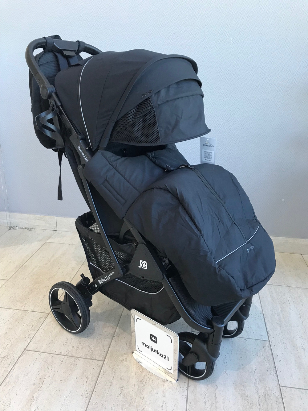 Коляска прогулочная Babalo 2024 черный текстиль на черной раме