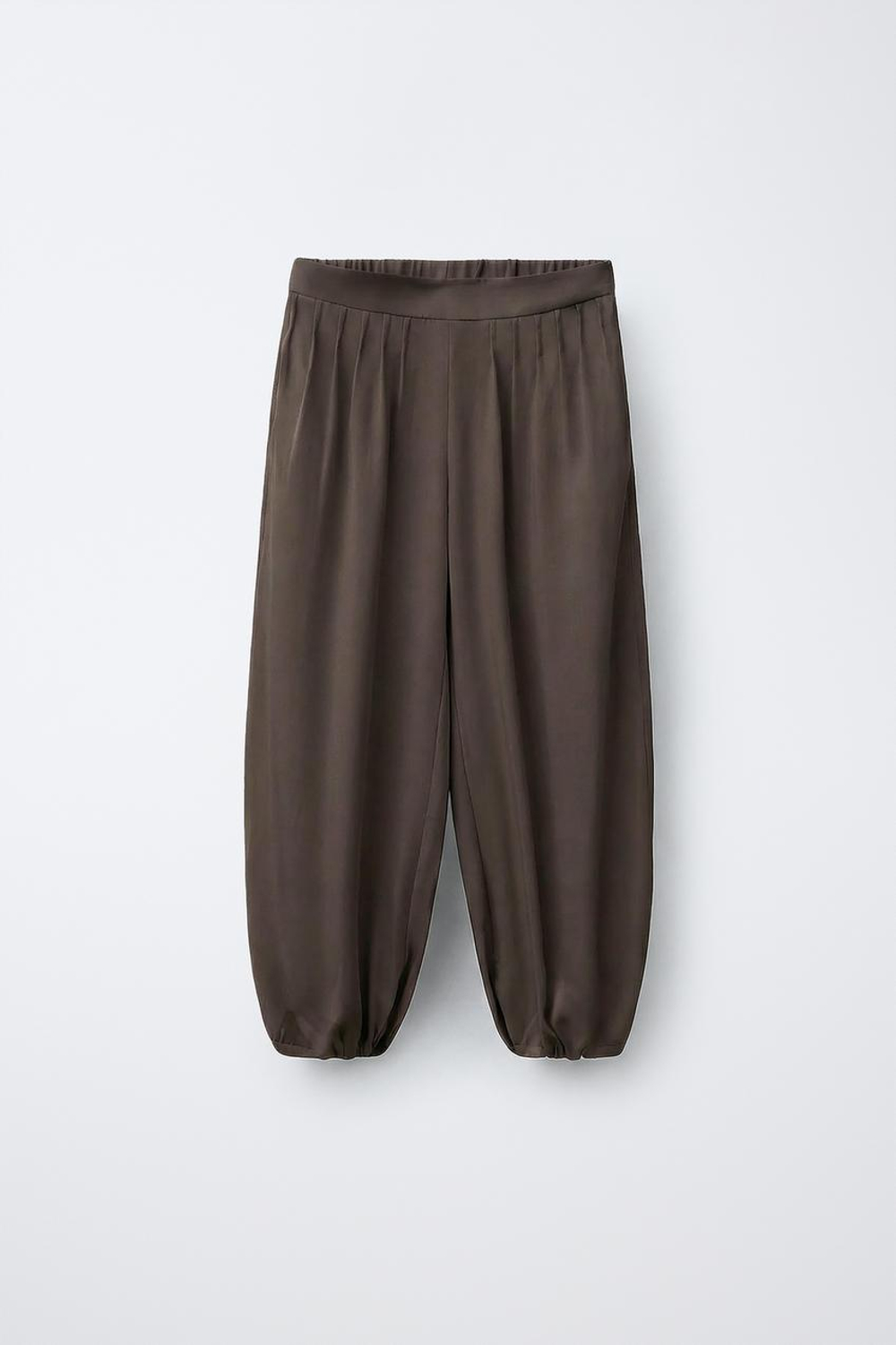 ZARA БРЮКИ БОМБАЧО С ЗАЩИПАМИ, КОРИЧНЕВЫЙ