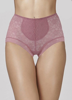Трусики-слип с завышенной линией талии из хлопка и цветочного кружева (Размер: L) (Цвет: бежевый)