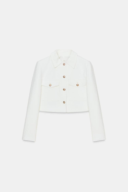 ZARA УКОРОЧЕННЫЙ БЛЕЙЗЕР С КАРМАНАМИ, ЭКРЮ