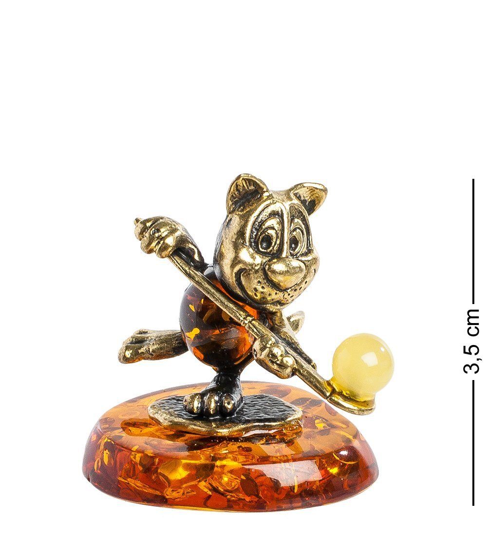 AM-1330 Фигурка «Барсик хоккей на траве» (латунь, янтарь)