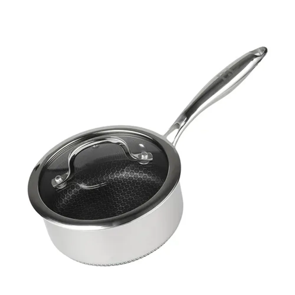 Сотейник 2,7 л с крышкой 20/18,5*14,5 см New Kitchen Honeycombs нерж. с антиприг. покр. ИНДУКЦИЯ