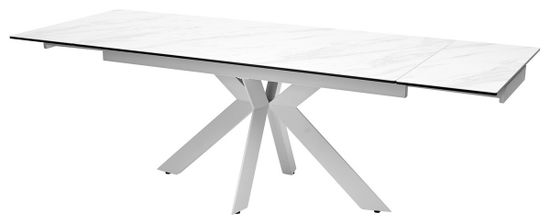 Стол BELLUNO 160 MARBLES KL-99 Белый мрамор матовый, итальянская керамика/ белый каркас