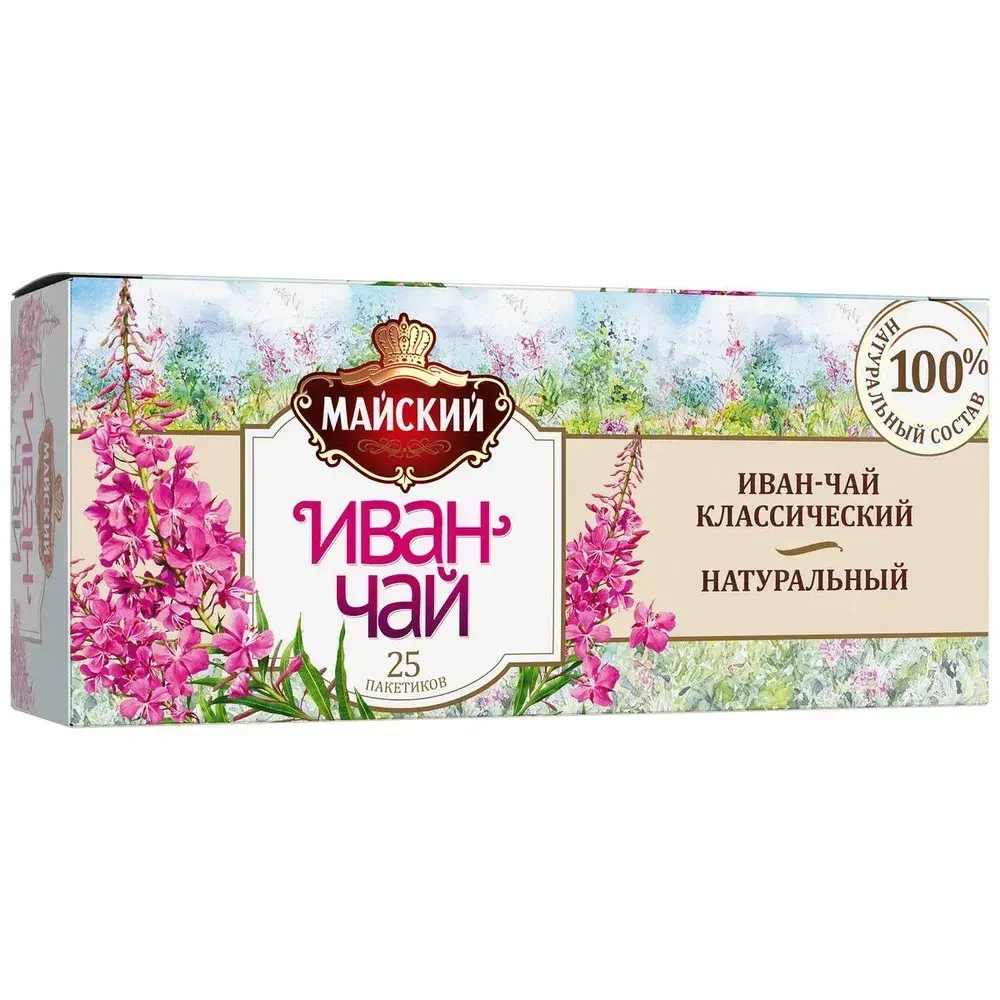 Чайный напиток в пакетиках Майский "Иван-чай Классический", травяной, 25 пакетиков по 1,5 г