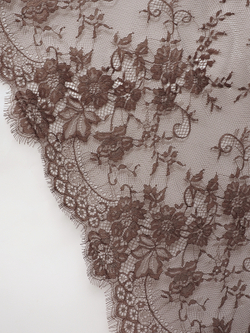 Кружево шантильи для белья шоколад широкое неэластичное ширина 70 см купон 2.9 м