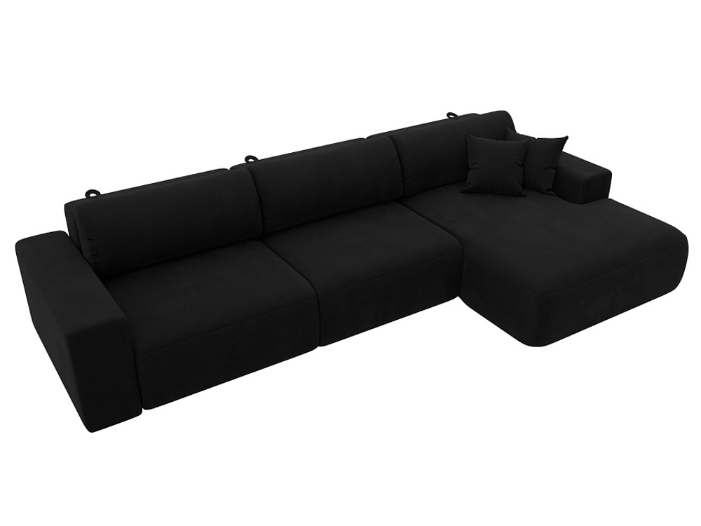 Диван угловой Лига-036 НПБ Классик Лонг правый угол МИКРОВЕЛЬВЕТ Черный