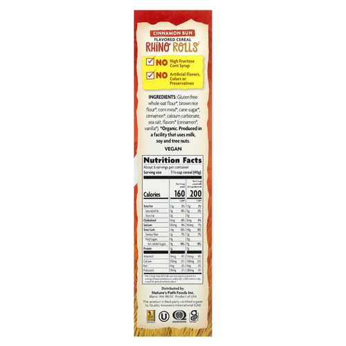 Nature's Path, EnviroKidz, органические хлопья Rhino Rolls®, булочка с корицей, 269 г (9,5 унции)