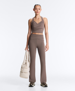 Oysho Топ-майка Comfortlux с перекрестными деталями, серо-коричневый