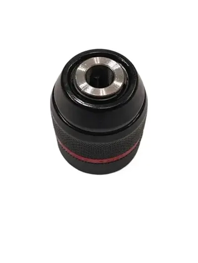 Быстрозажимной патрон для дрели и свёрл до 0,8-10 мм, 3/8",20UN, красный фиксатор цельнометаллический, рифленая поверхность