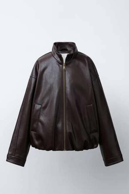ZARA КУРТКА ИЗ ИСКУССТВЕННОЙ КОЖИ, КОРИЧНЕВЫЙ
